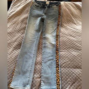 DRIFTWOOD Light Blue Jeans with Leopard Print Detail